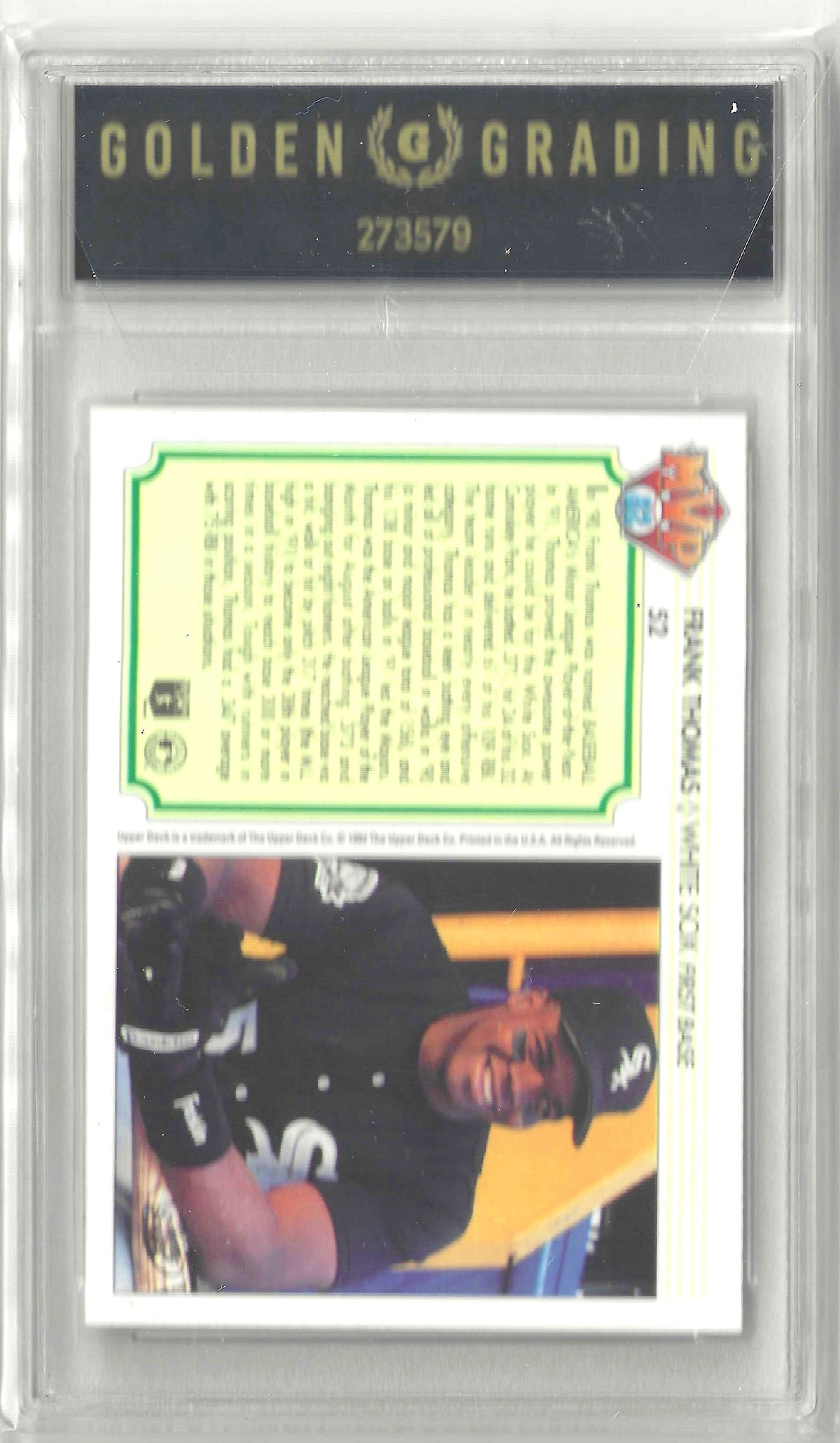 1992 Upper Deck Team MVP Holograms #52 Frank Thomas Grade 8