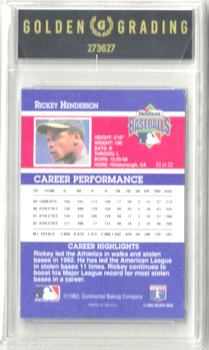 1993 Hostess #23 Rickey Henderson Grade 8