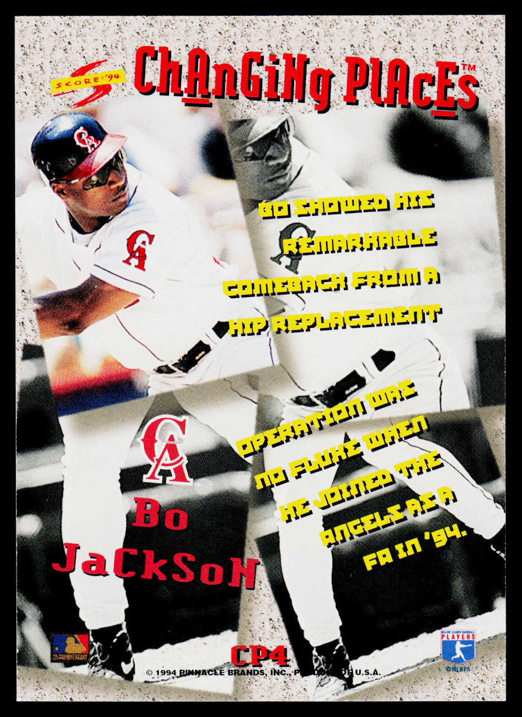 A baseball poster featuring Bo Jackson in a white Boston Red Sox uniform, shown in a collage-like design with torn paper effects, red team text, and yellow text elements on a light textured background.