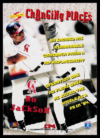 A baseball poster featuring Bo Jackson in a white Boston Red Sox uniform, shown in a collage-like design with torn paper effects, red team text, and yellow text elements on a light textured background.
