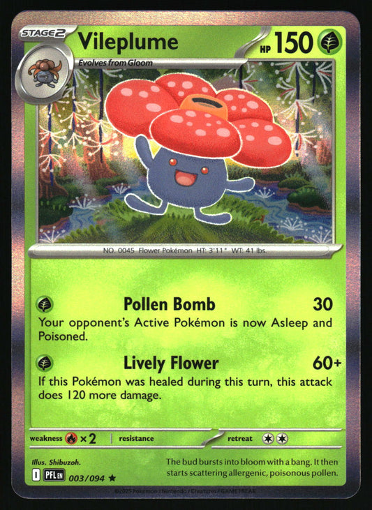 Pokemon card featuring Vileplume with colorful background