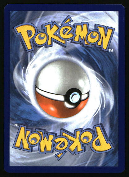 Pokémon trading card with a Poké Ball design on a swirling blue and white background