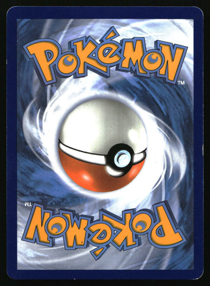 Pokémon trading card with a Poké Ball design on a swirling blue and white background