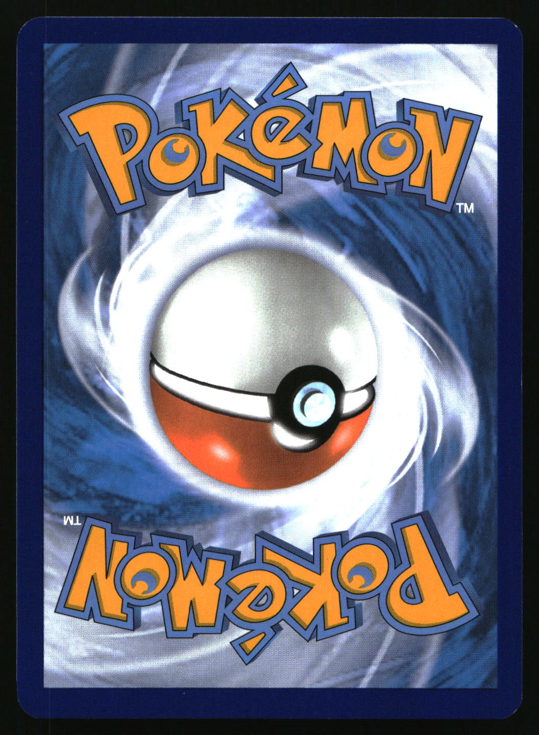 Pokémon trading card with a Poké Ball design on a swirling blue and white background.