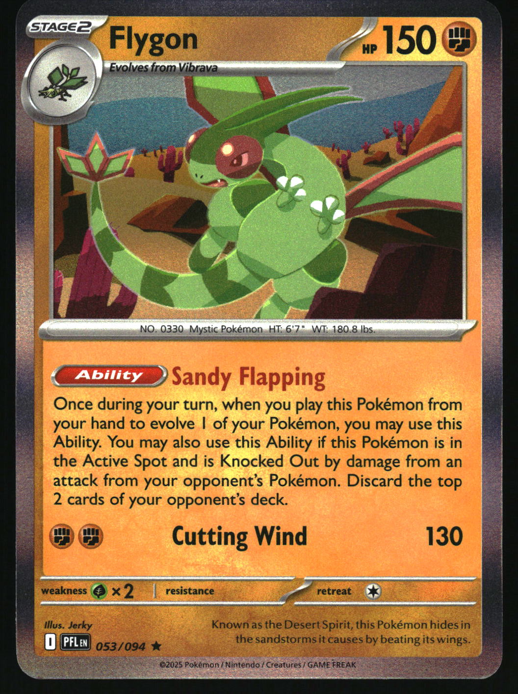 Pokémon trading card featuring Flygon with detailed artwork and text.