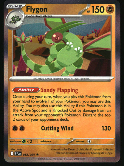 Pokémon trading card featuring Flygon with detailed artwork and text.