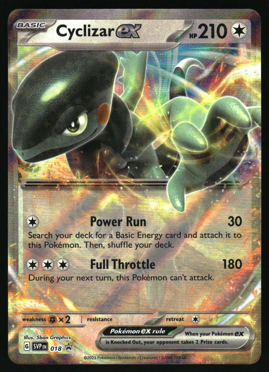Pokémon card featuring Cyclizar ex with colorful background