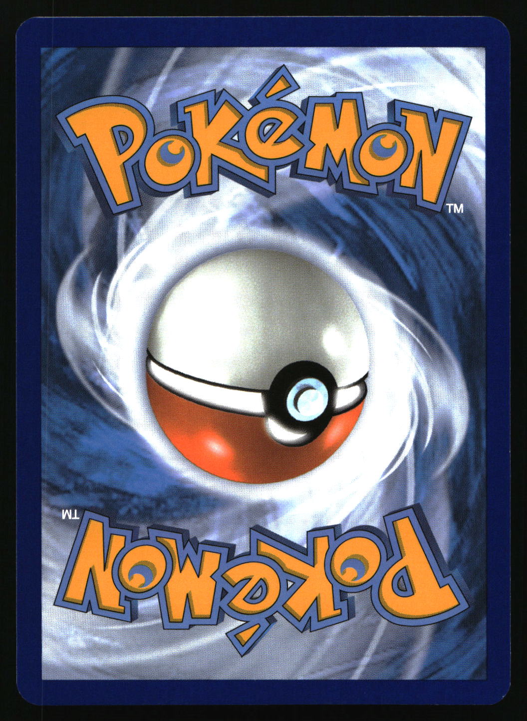 Pokémon trading card with a Pokéball design on a blue background