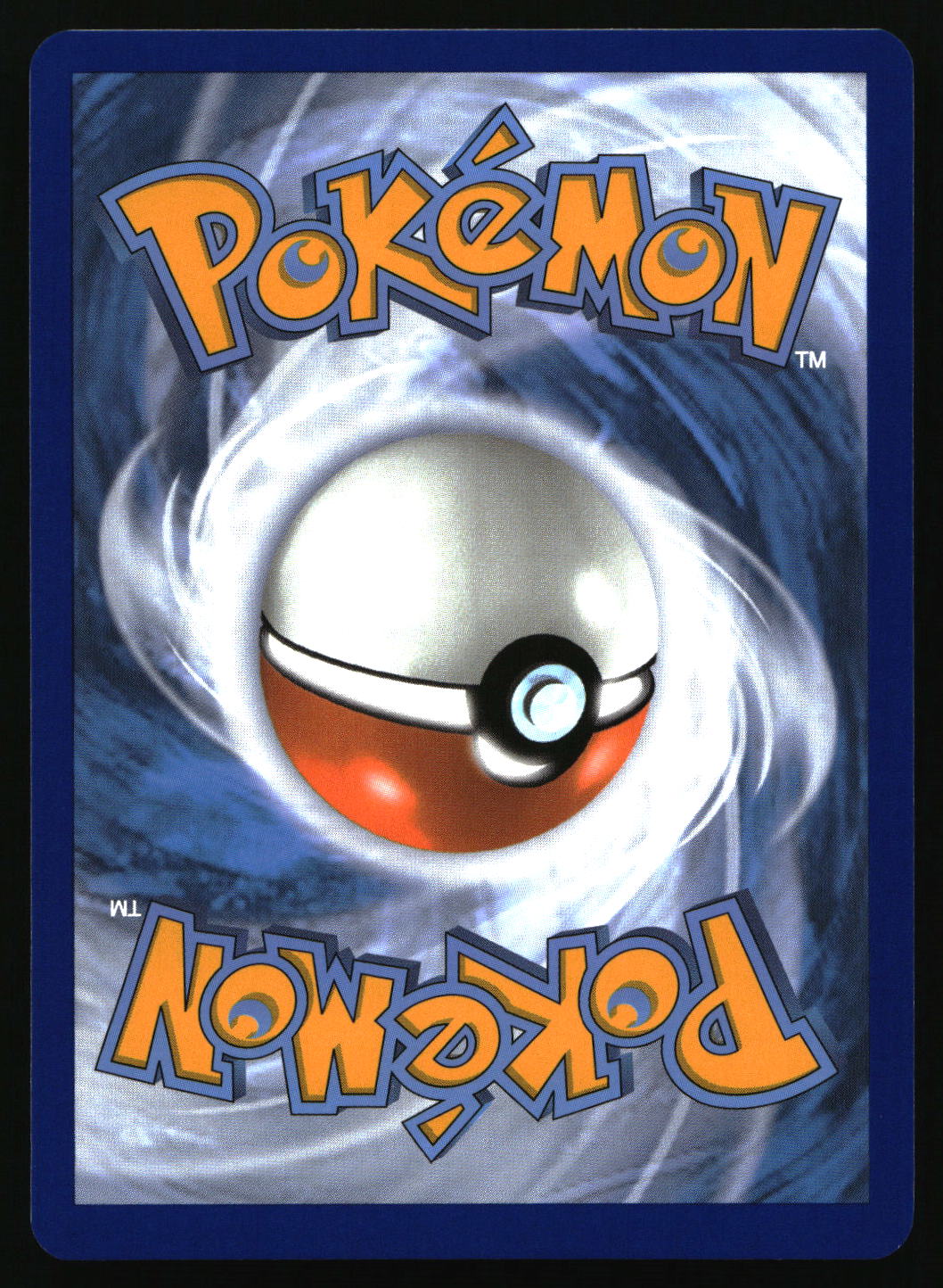 Pokémon trading card with a Poké Ball design on a swirling blue and white background.