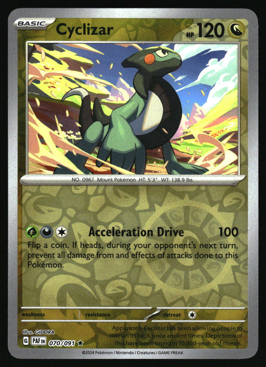 Pokémon trading card featuring Cyclizar with a green and black color scheme.