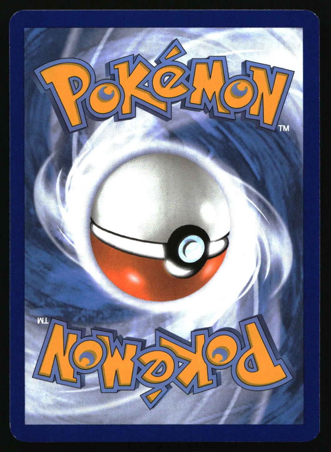 Pokémon trading card with a Poké Ball design on a blue and white background