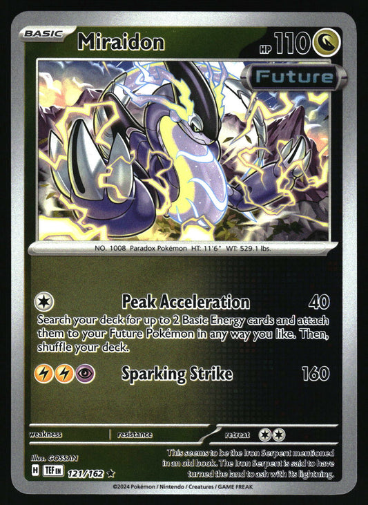 Pokémon card featuring Miraidon with graphics and text 