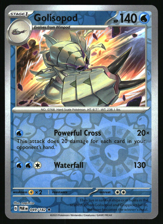 Pokémon trading card featuring Golisopod with blue and gray design