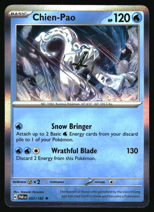 Pokémon trading card featuring Chien-Pao with blue background