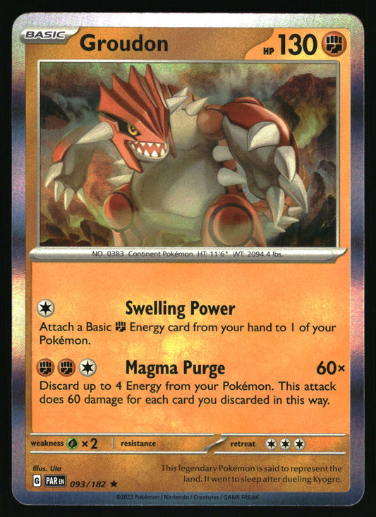 Groudon trading card with character and text details