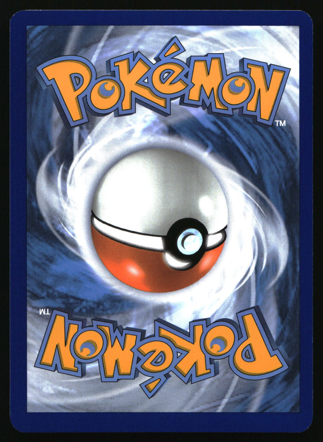 Pokémon trading card with a Poké Ball design on a swirling blue and white background.