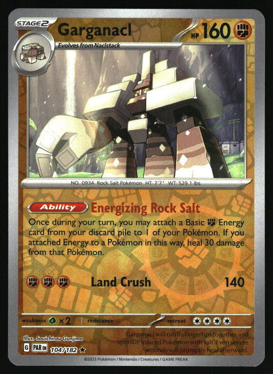 Pokémon trading card featuring Garganac with detailed artwork and text.