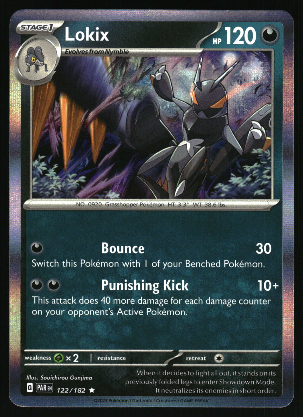 Pokémon trading card featuring Lokix with detailed artwork and text.