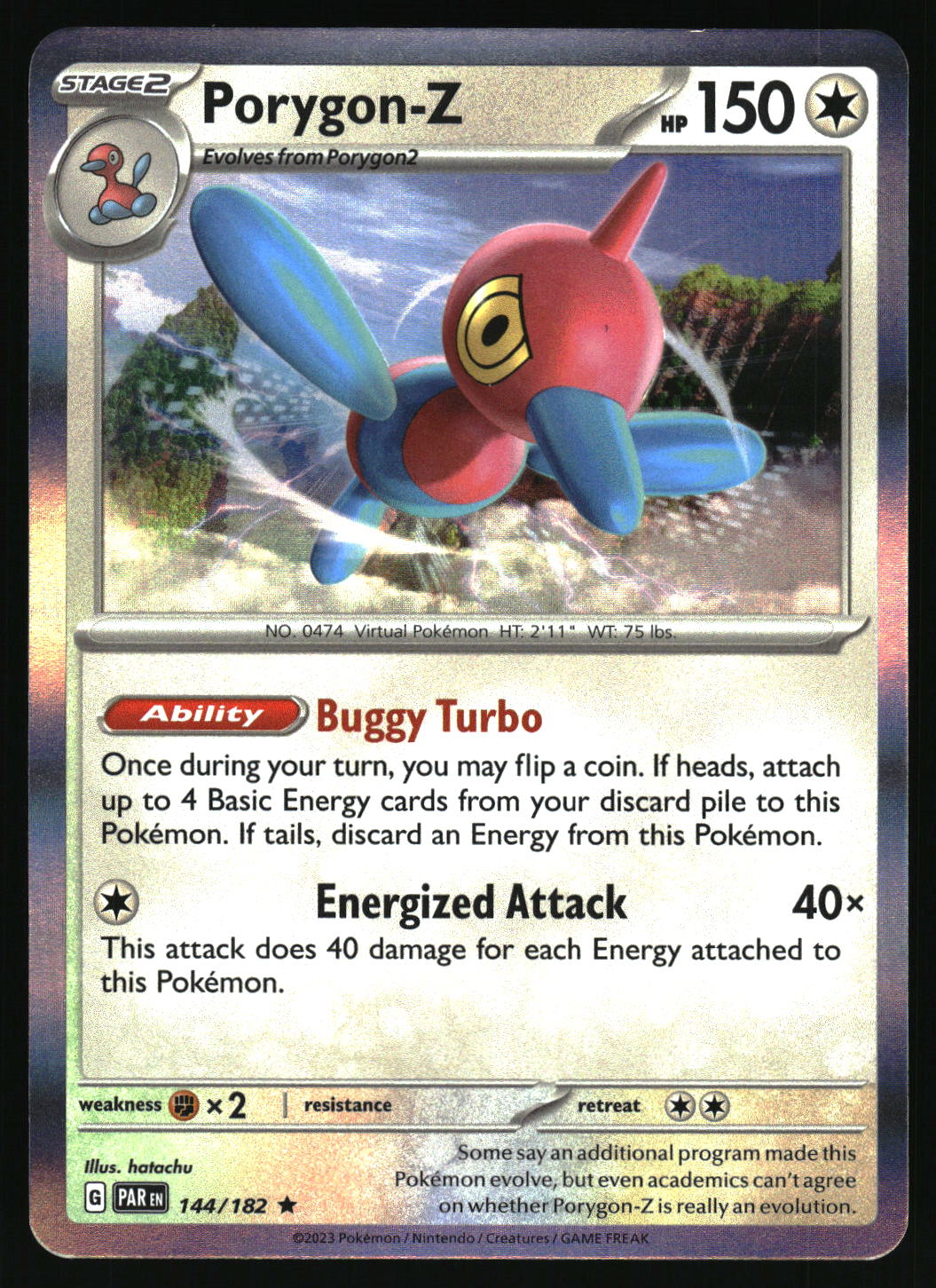 Pokémon trading card featuring Porygon-Z with detailed text and graphics.