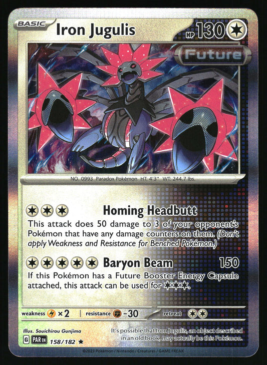 Pokémon trading card featuring Iron Jugulis with detailed artwork and text.