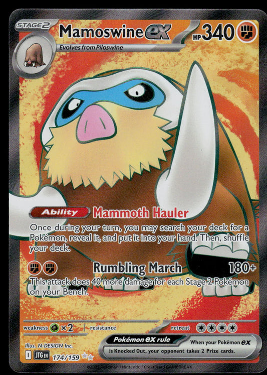 Pokémon trading card featuring Mamoswine EX with detailed artwork and text.