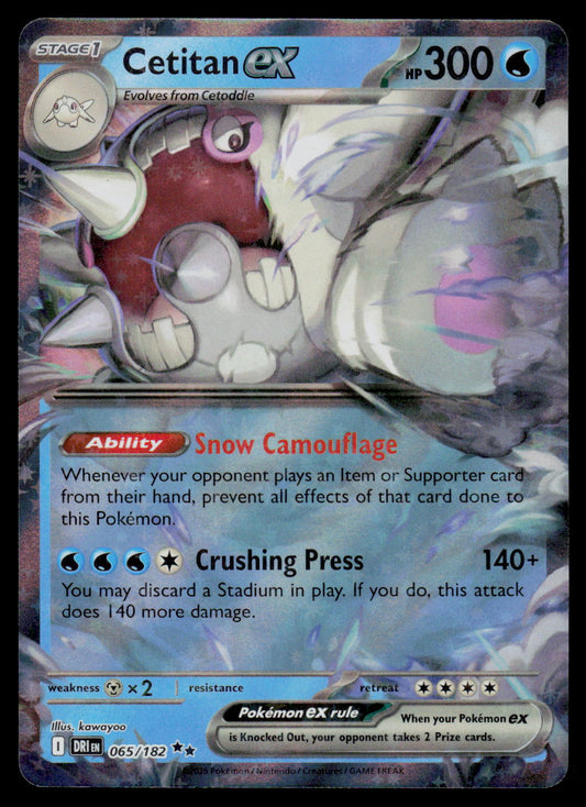 Cetitan EX Pokémon trading card with detailed artwork and text.