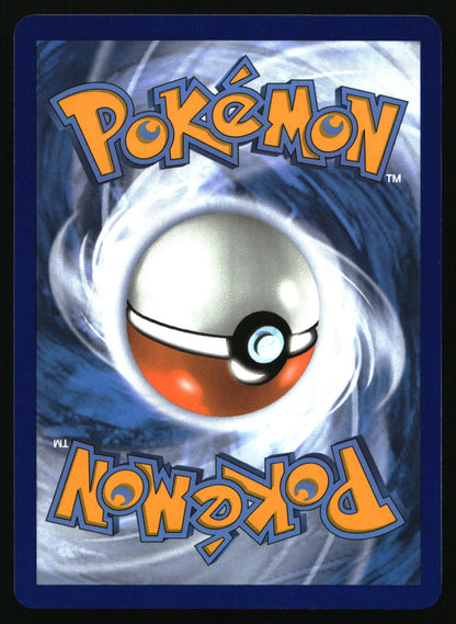Pokémon trading card back featuring the classic orange and blue logo text over a swirling blue and white background with a large Pokéball centered in the design.