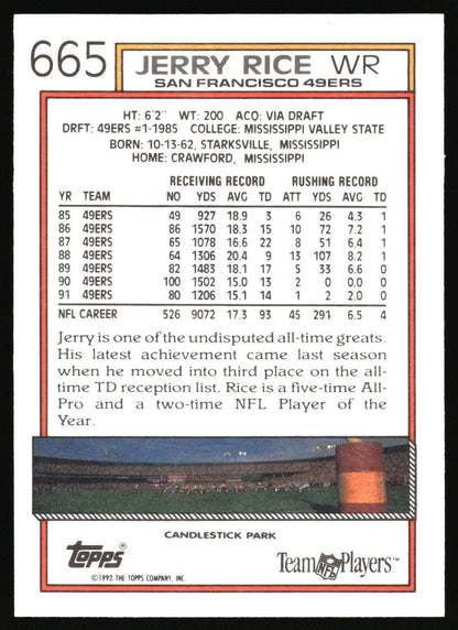 1992 Topps #665 Jerry Rice
