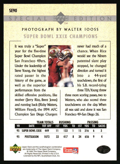 1995 Upper Deck #SE90 Super Bowl XXIX Champions SBXXIX Special Edition