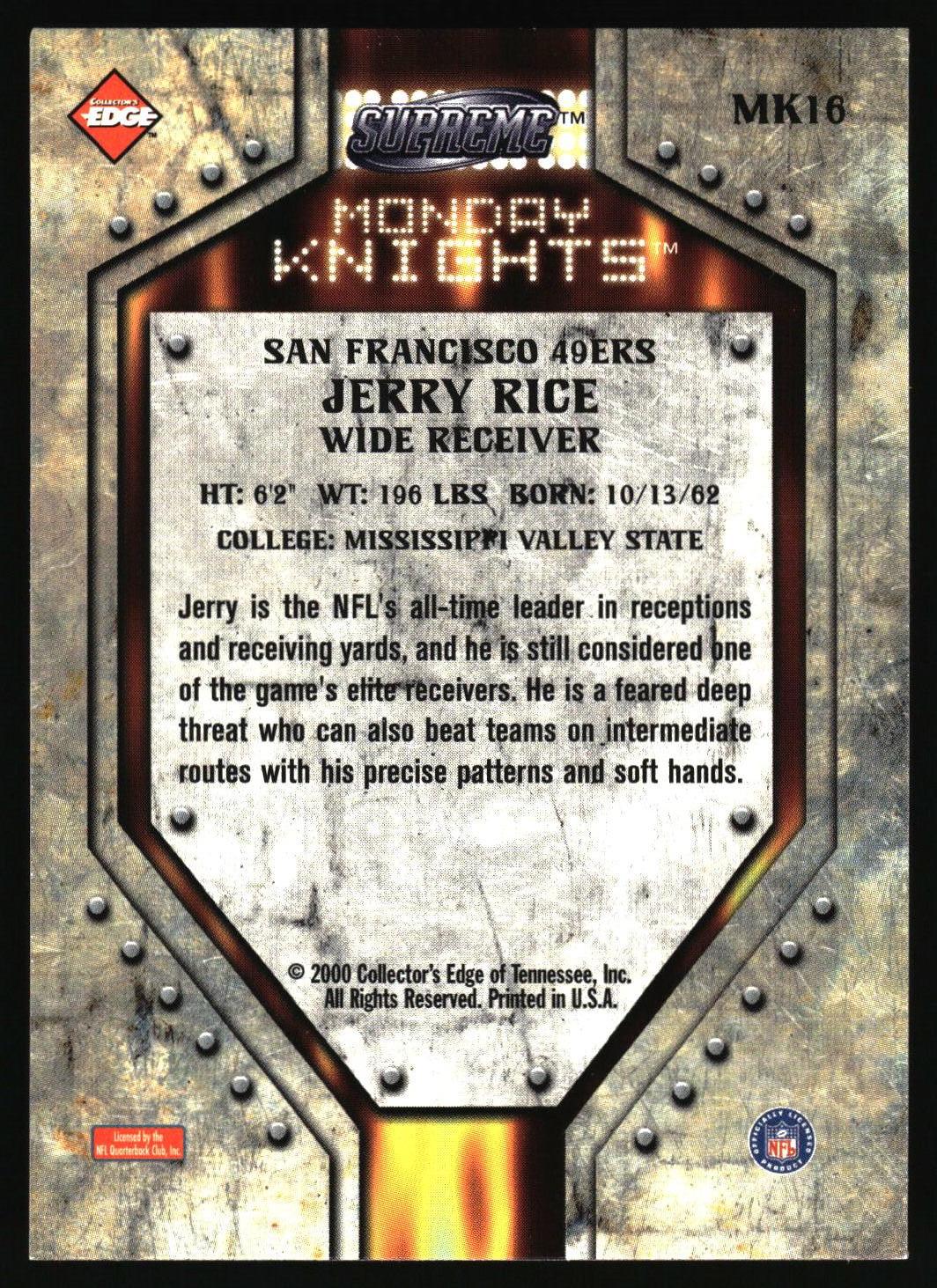 2000 Collector's Edge Supreme #MK16 Jerry Rice Monday Knights
