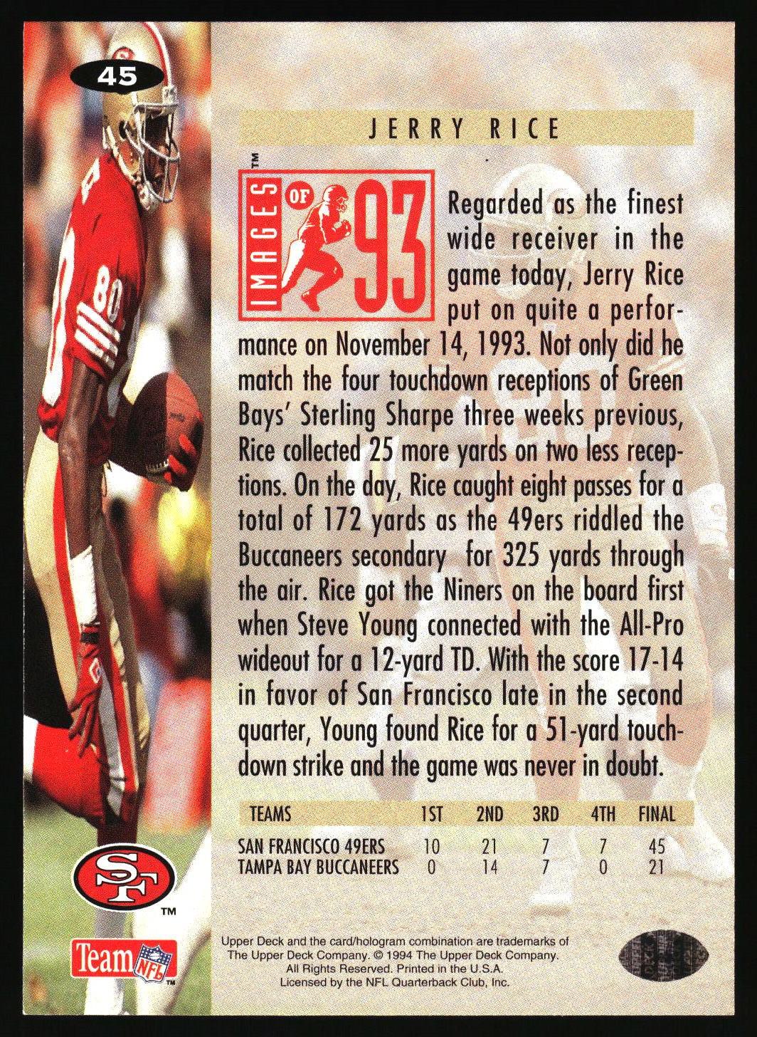 1994 Collector's Choice #45 Jerry Rice