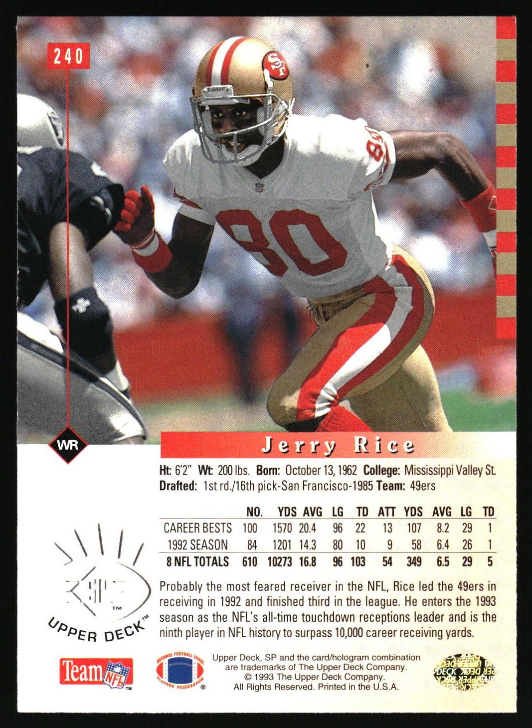 1993 SP #240 Jerry Rice