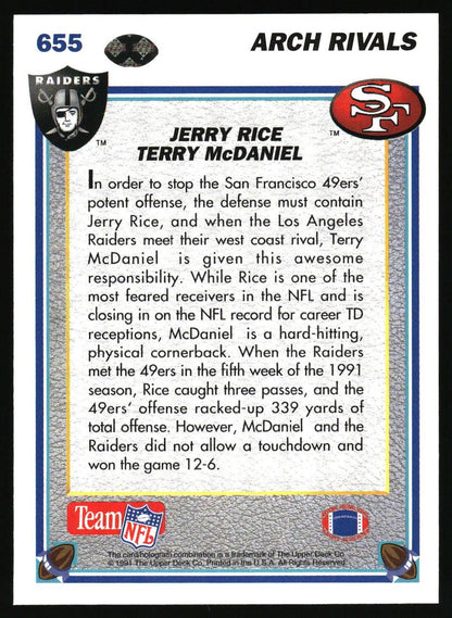 1991 Upper Deck #655 Jerry Rice / Terry McDaniel