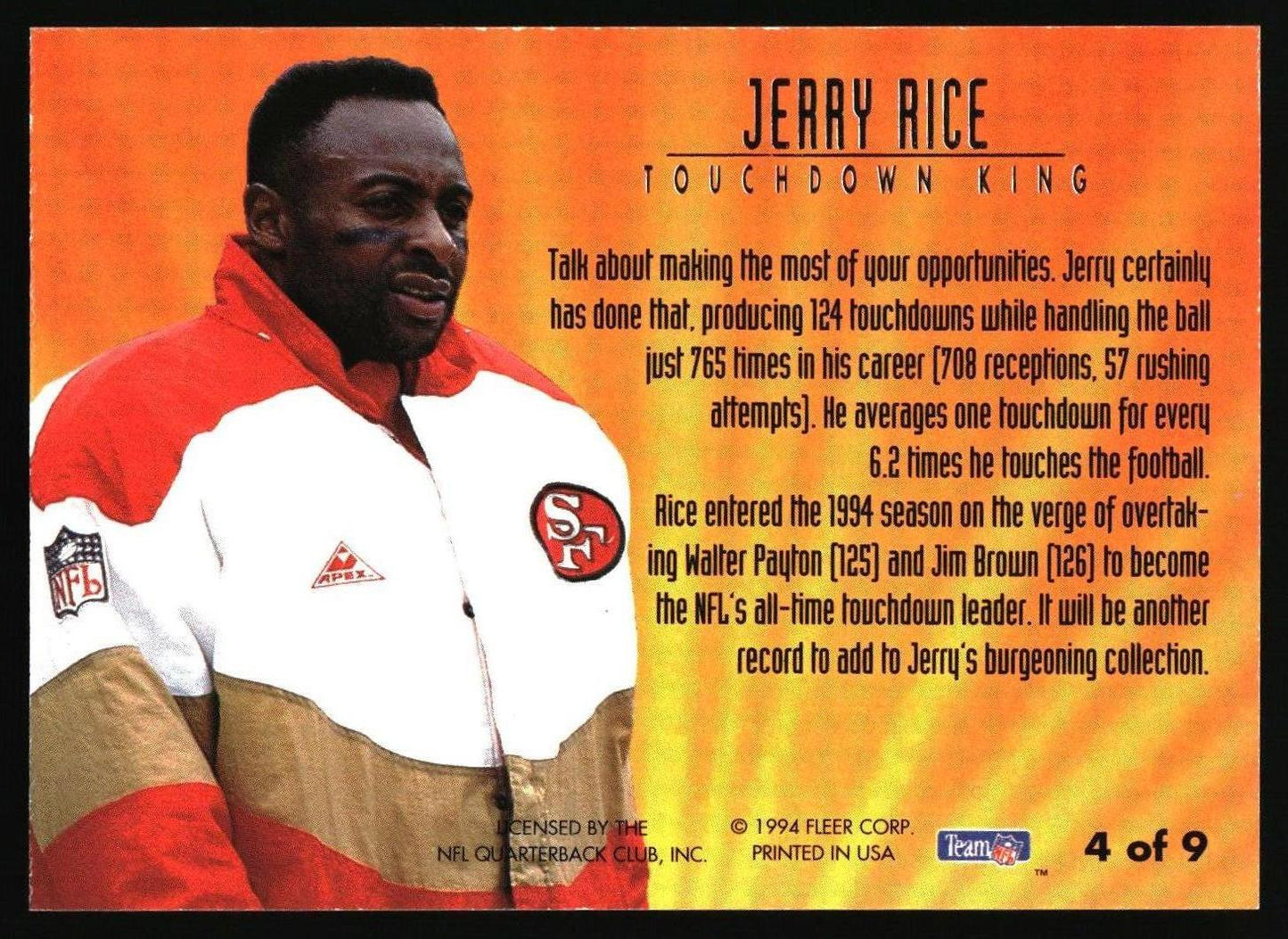 1994 Ultra #4 Jerry Rice Touchdown Kings