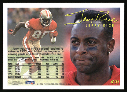 1994 Fleer Shell FACT #108 Jerry Rice