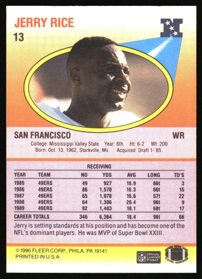 Jerry Rice #13 1990 Career Totals
