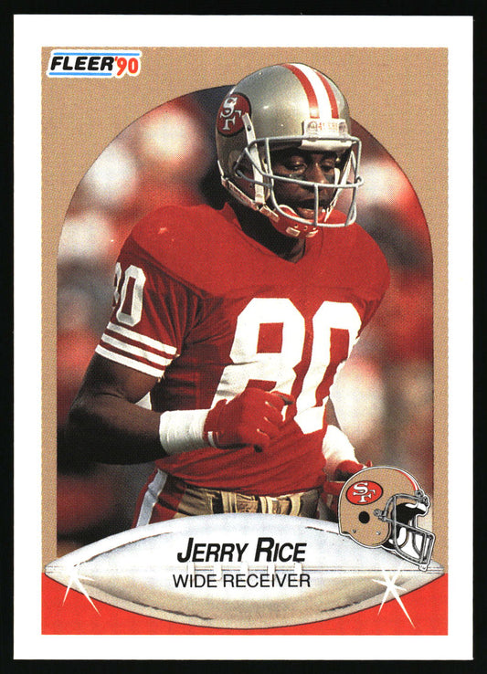 Vintage Fleer 1990 NFL card featuring wide receiver Jerry Rice