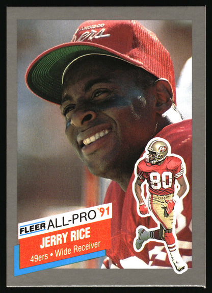 Fleer All Pro 1991 NFL card featuring Jerry Rice 49ers wide receiver
