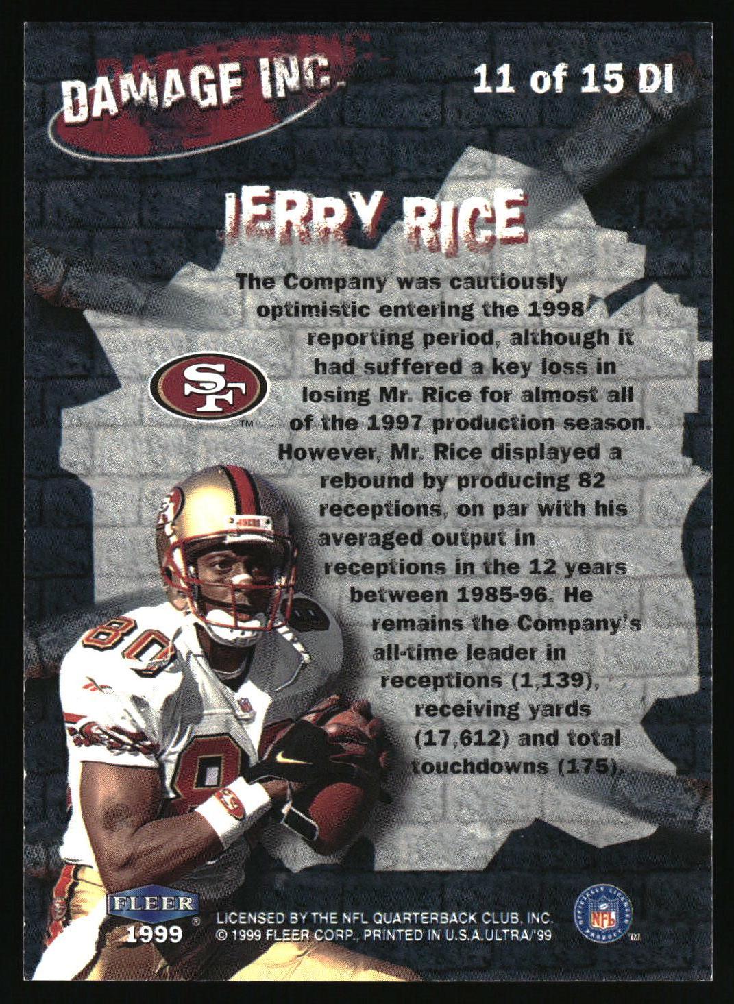 1999 Ultra #11 DI Jerry Rice Damage, Inc.