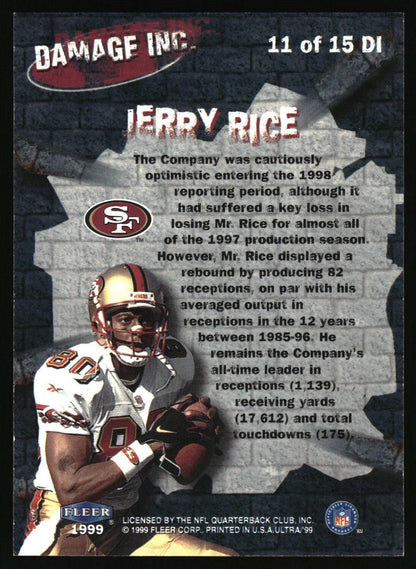 1999 Ultra #11 DI Jerry Rice Damage, Inc.