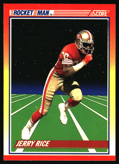 Score card featuring the Rocket Man Jerry Rice