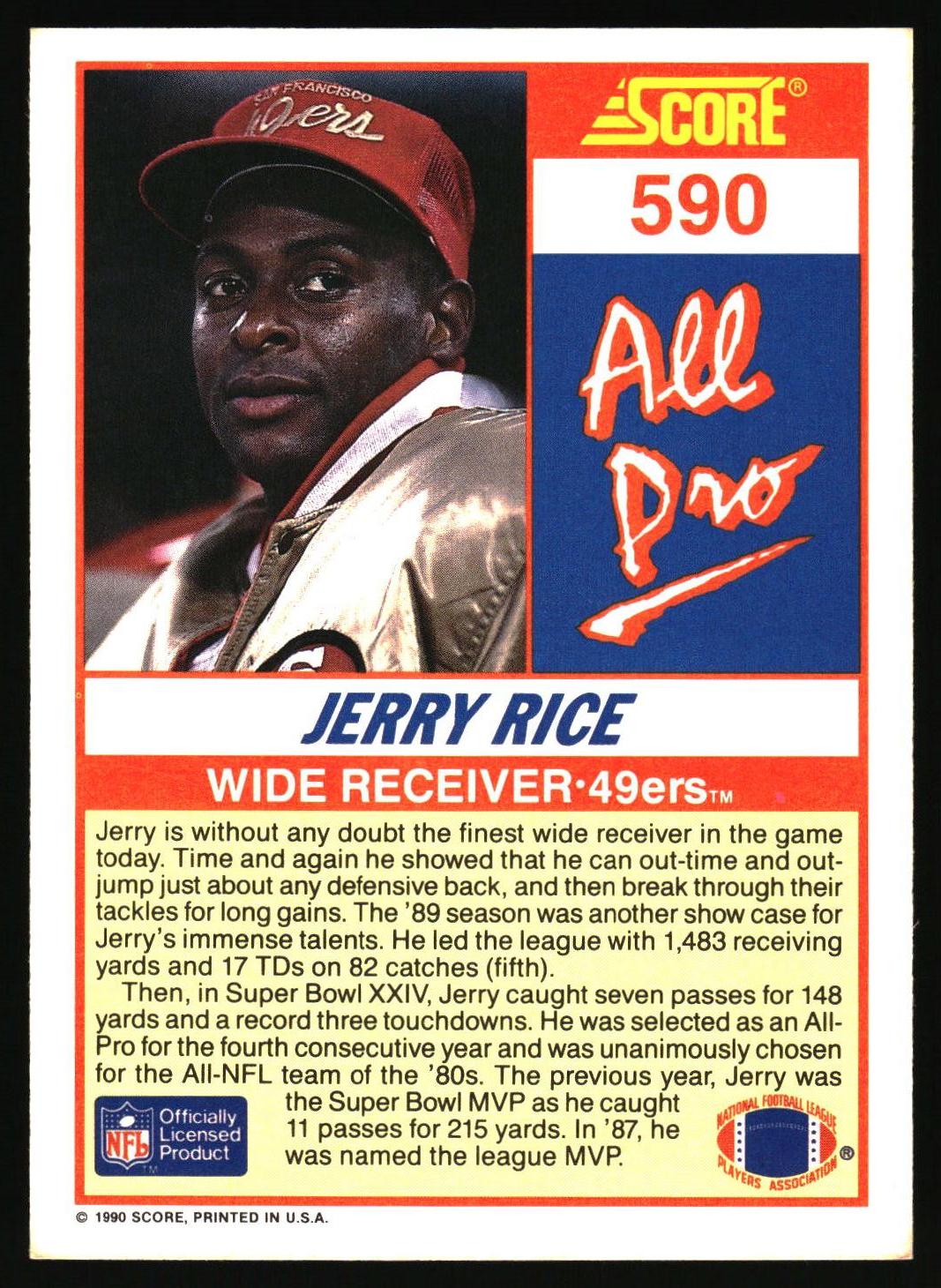 Score card #590 All Pro Jerry Rice wide receiver 49ers 