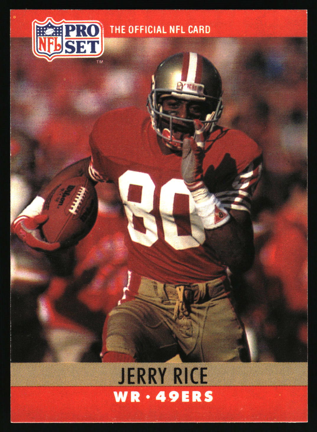 NFL Pro Set card featuring Jerry Rice WR 49ers
