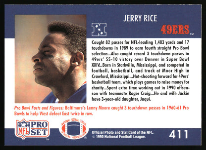 NFL 1990 stat card Jerry Rice 49ers
