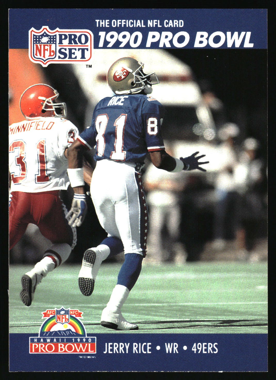 NFL 1990 Pro Bowl card featuring Jerry Rice WR 49ers