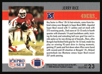 1990 NFL stat card - Jerry Rice 49ers
