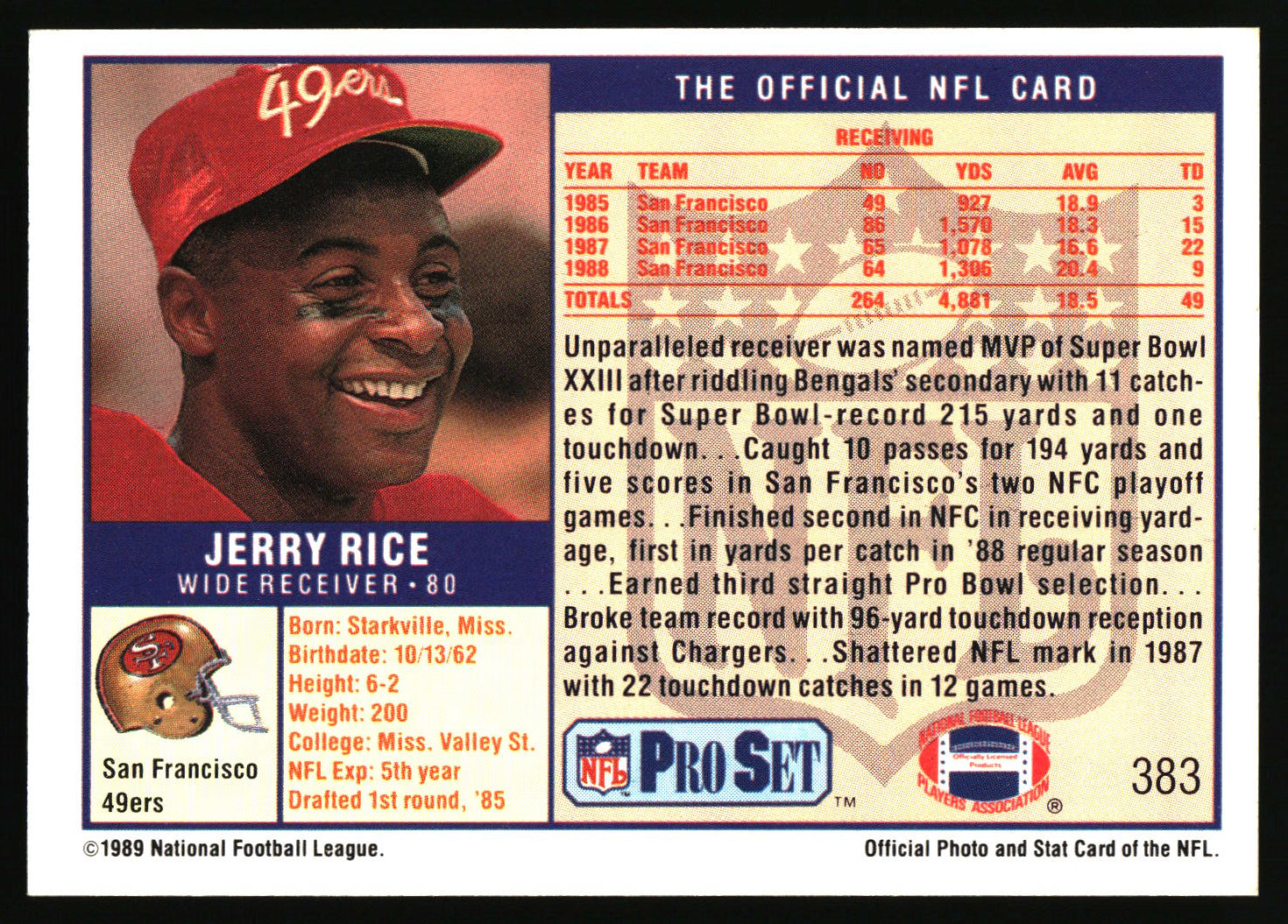 1989 NFL stats for Jerry Rice