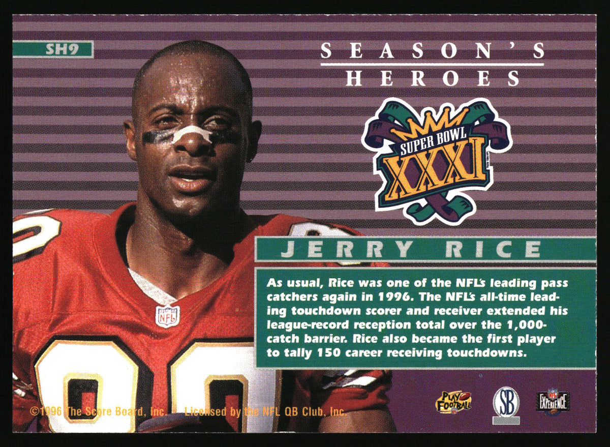 1997 Score Board NFL Experience #SH9 Jerry Rice Season's Heroes