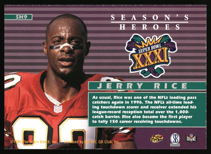 1997 Score Board NFL Experience #SH9 Jerry Rice Season's Heroes