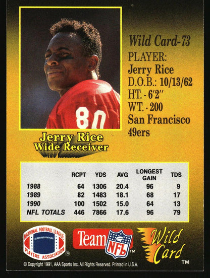 1991 Wild Card #73 Jerry Rice 1000 Stripe